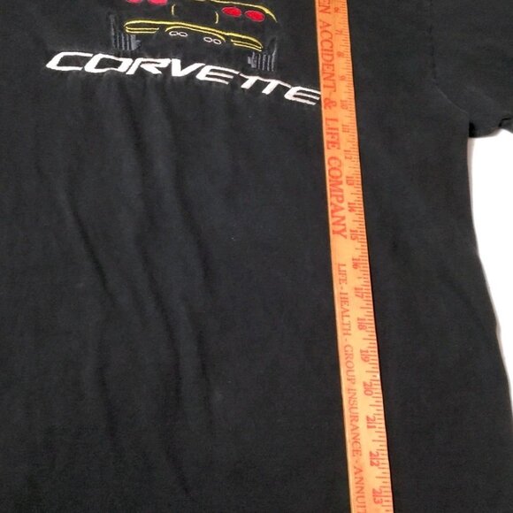 Chevrolet Corvette Shirt Black Faded Embroidered Sports Car Vintage Auto - Picture 5 of 8